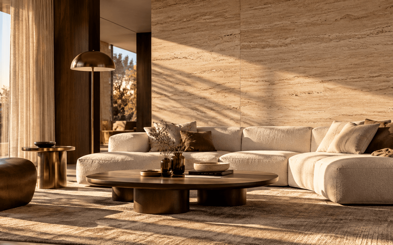 Wohnzimmer-Inspiration in Travertinoptik