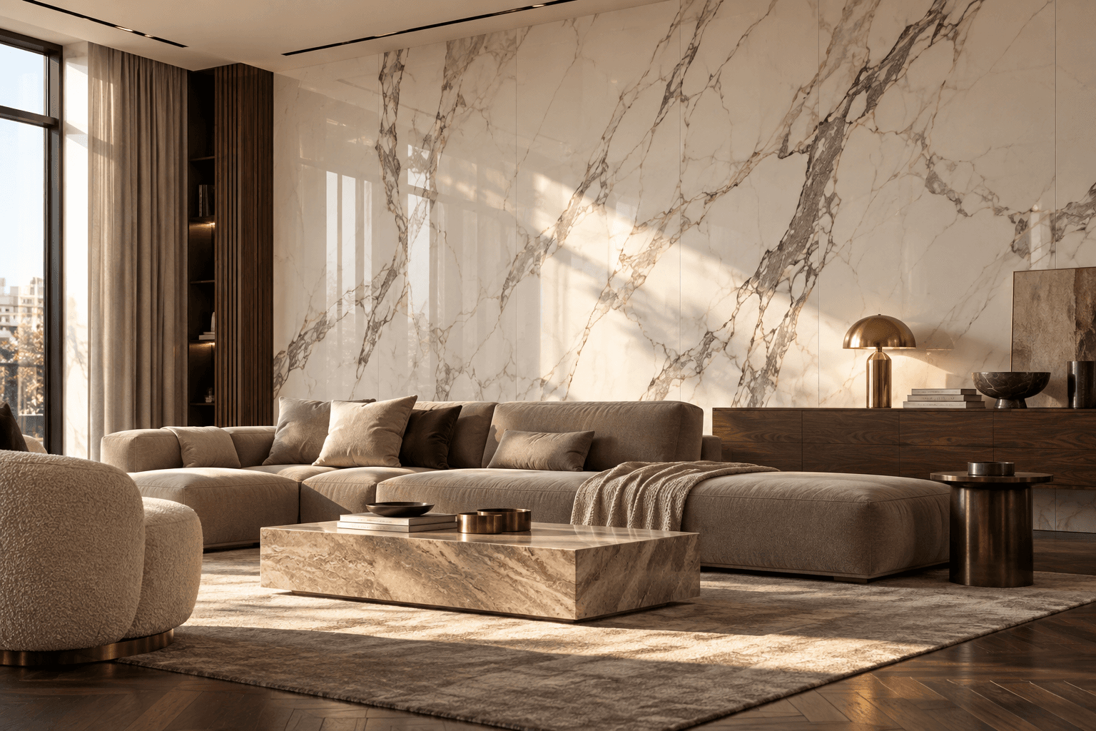 Klassisch-elegantes Wohnzimmer mit Wandpaneelen